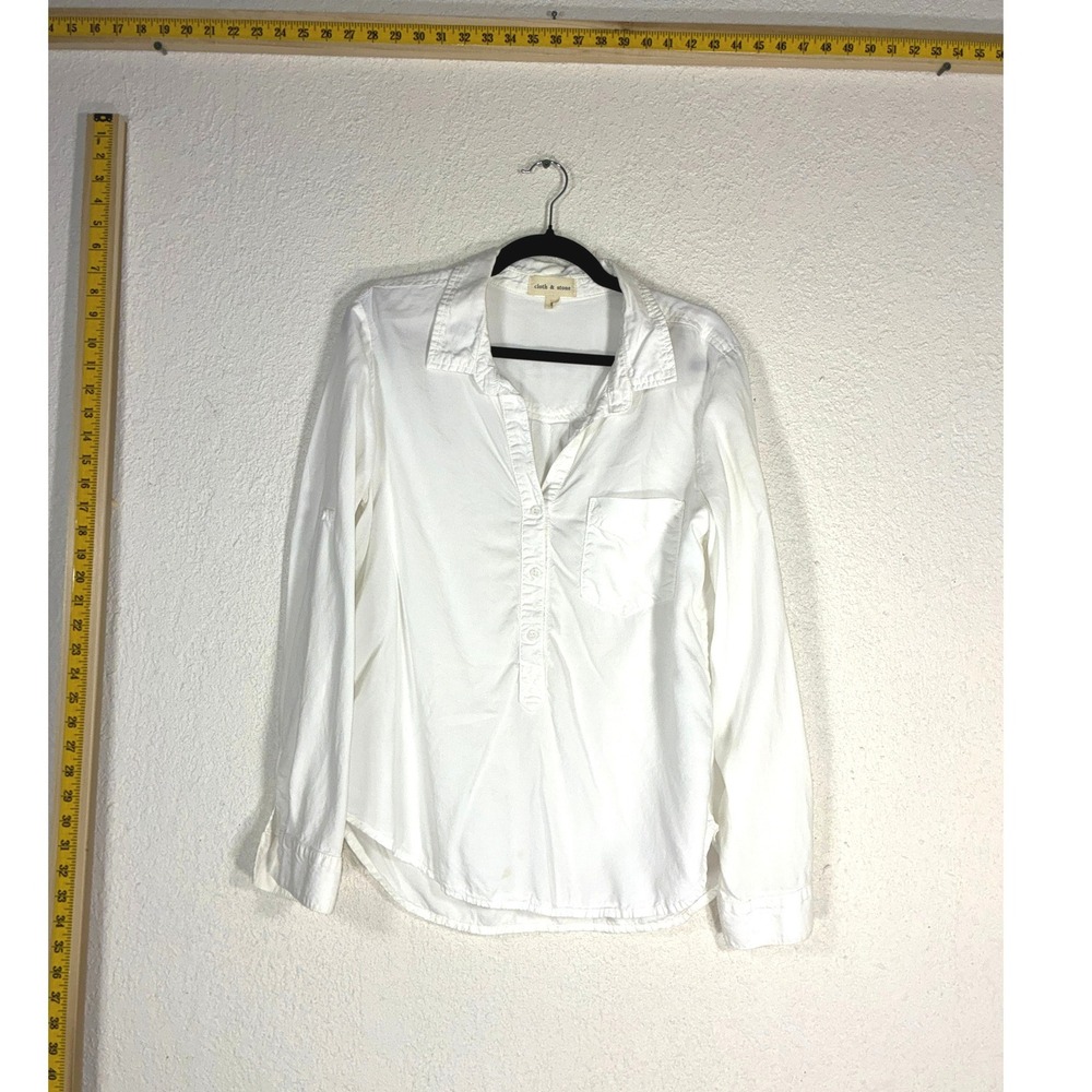 Cloth‎ & Stone White Tencel Long Sleeve Button Down Shirt Large B2994-654